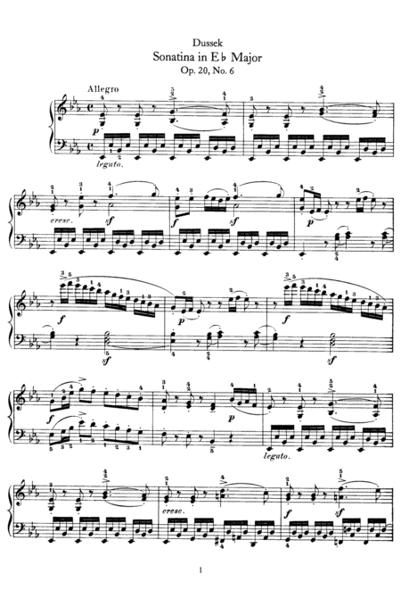 Free Sheet Music Dussek Sonatina In E Flat Major Op 20 No 6 Original Version