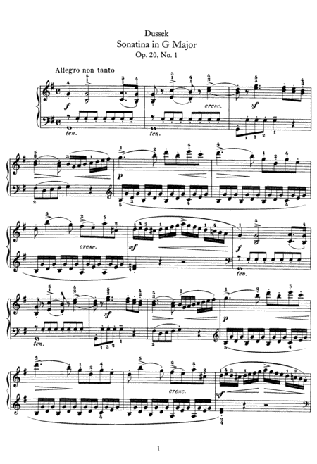 Free Sheet Music Dussek Sonatina In G Major Op 20 No 1 Original Version