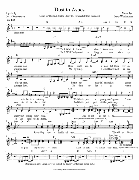 Dust To Ashes Sheet Music