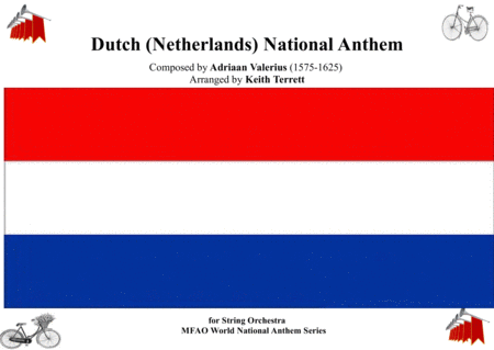 Dutch National Anthem For String Orchestra Mfao World National Anthem Series Sheet Music