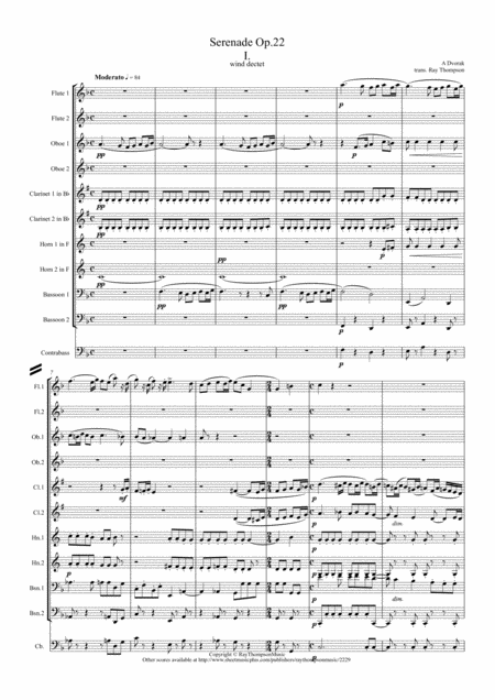 Dvorak Serenade For Strings Op 22 Mvt I Symphonic Wind Ensemble Sheet Music