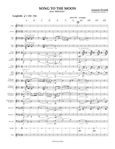 Dvorak Song To The Moon From Rusalka For Soprano Voice And Wind Ensemble Arr Reisteter Sheet Music