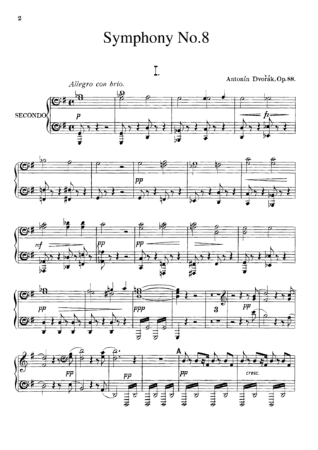 Free Sheet Music Dvorak Symphony No 8 I Ii For Piano Duet 1 Piano 4 Hands Pd803