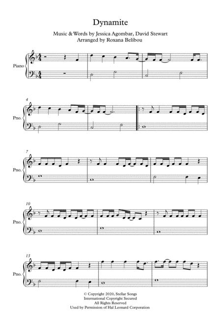 Free Sheet Music Dynamite F Major By Bts Easy Piano