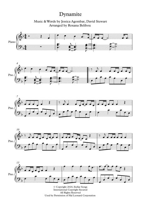 Dynamite F Major By Bts Piano Sheet Music