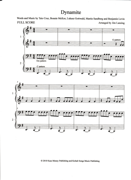 Dynamite Piano Duet Sheet Music