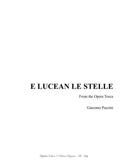 E Lucean Le Stelle G Puccini For Tenor And Piano Sheet Music