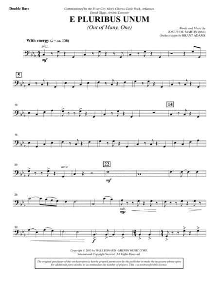 Free Sheet Music E Pluribus Unum Double Bass