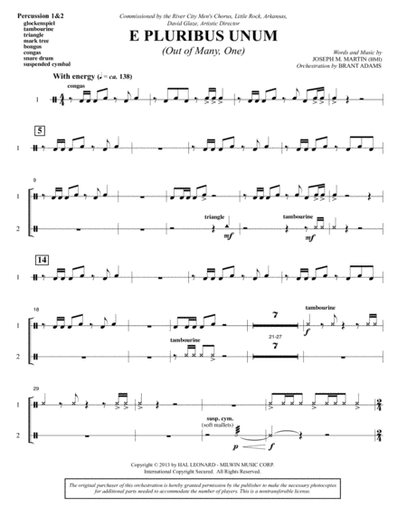 E Pluribus Unum Percussion 1 2 Sheet Music