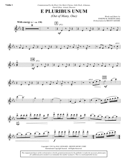 Free Sheet Music E Pluribus Unum Violin 1