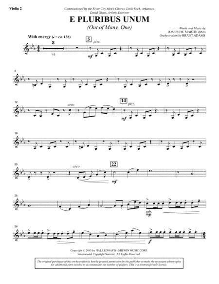 E Pluribus Unum Violin 2 Sheet Music