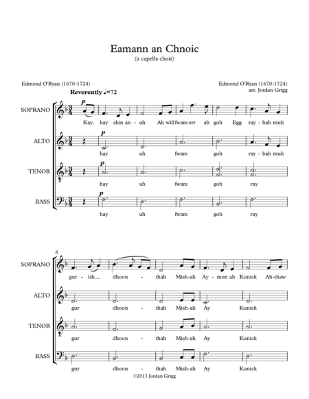 Eamann An Chnoic A Capella Choir Sheet Music