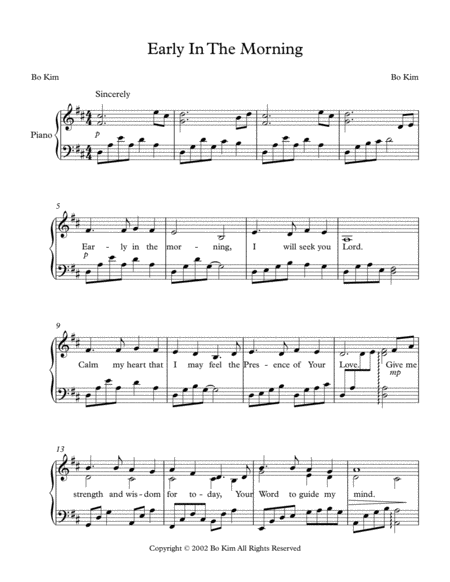 Free Sheet Music Early In The Morning Piano Voice