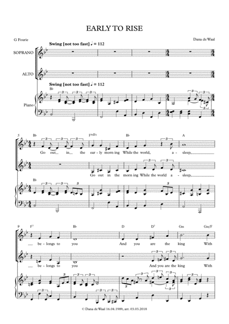 Early To Rise Duet Sheet Music