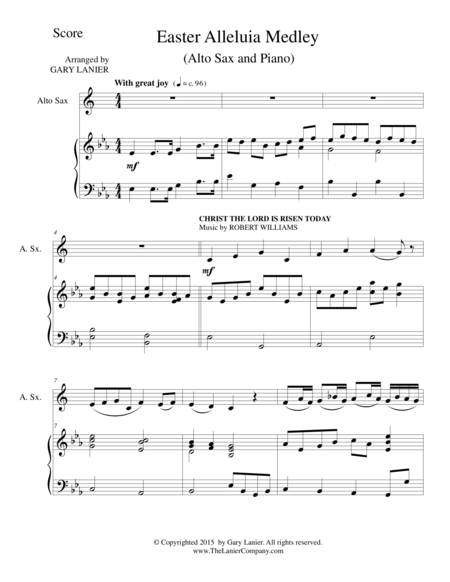 Easter Alleluia Medley Duet Alto Sax Piano Score And Sax Part Sheet Music