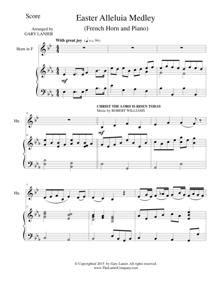Free Sheet Music Easter Alleluia Medley Duet French Horn Piano Score And Hornpart