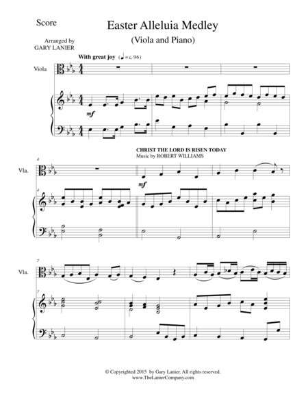 Free Sheet Music Easter Alleluia Medley Duet Viola Piano Score And Viola Part