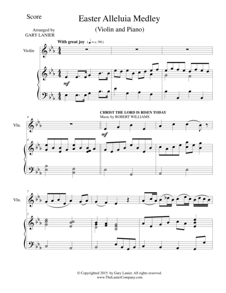 Easter Alleluia Medley Duet Violin Piano Score And Violin Part Sheet Music