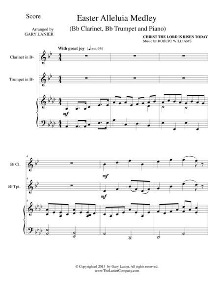 Easter Alleluia Medley Trio Bb Clarinet Bb Trumpet Piano Score And Parts Sheet Music