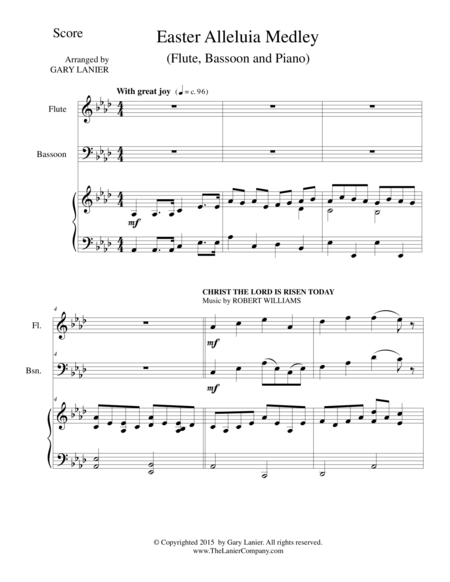 Easter Alleluia Medley Trio Flute Bassoon Piano Score And Parts Sheet Music