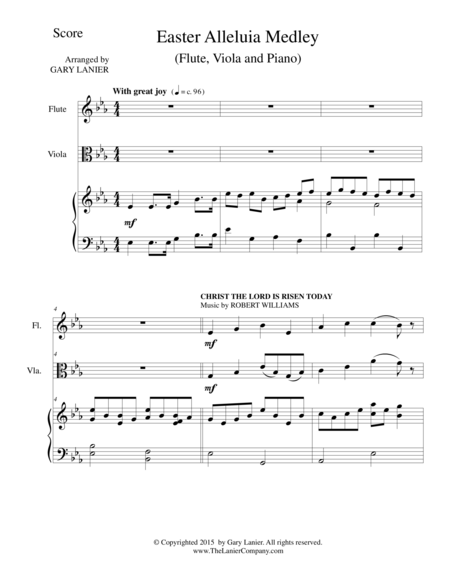 Easter Alleluia Medley Trio Flute Viola Piano Score And Parts Sheet Music
