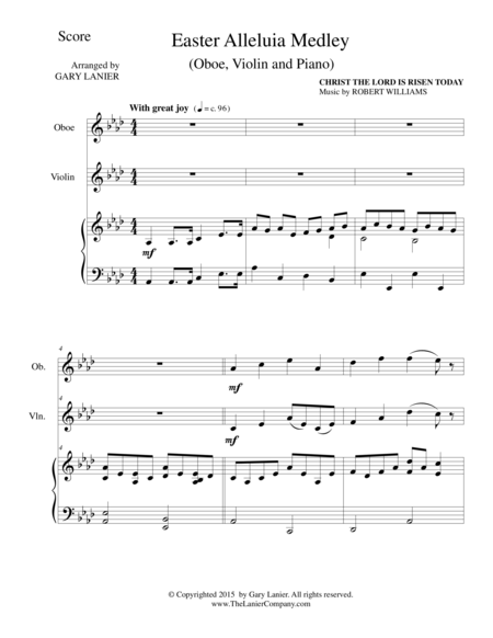 Easter Alleluia Medley Trio Oboe Violin Piano Score And Parts Sheet Music