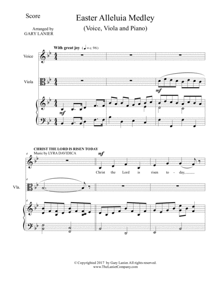 Easter Alleluia Medley Voice Viola And Piano Score Parts Included Sheet Music