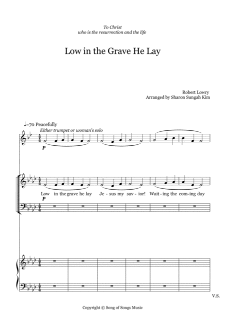 Easter Celebration Low In The Grave He Lay For Choir And Optional Trumpet Or Clarinet Sheet Music
