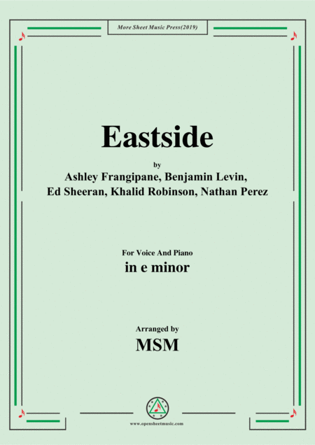 Eastside In D Minor For Voice And Piano Sheet Music