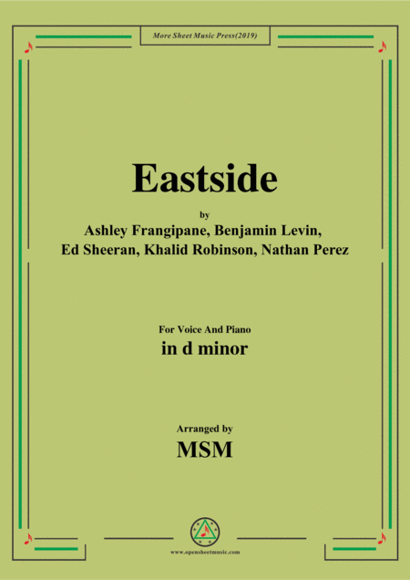 Free Sheet Music Eastside In E Flat Minor For Voice And Piano