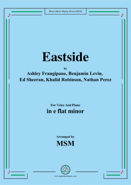 Free Sheet Music Eastside In E Minor For Voice And Piano