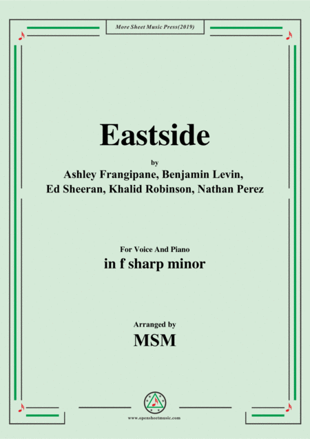 Free Sheet Music Eastside In F Sharp Minor For Voice And Piano