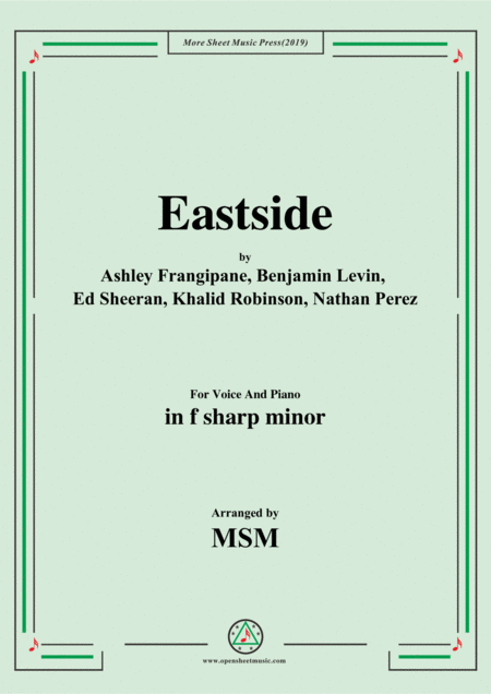 Eastside In F Sharp Minor For Voice And Piano Sheet Music