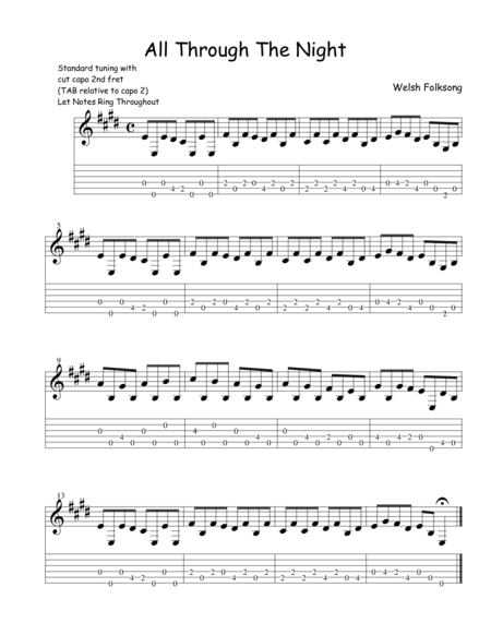 Free Sheet Music Easy Cut Capo Finger Style Christmas Tab