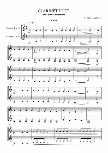 Free Sheet Music Easy Duet Clarinet Study In C