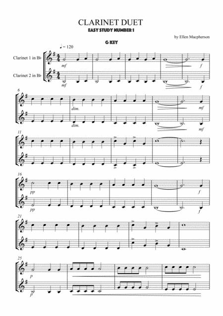 Easy Duet Clarinet Study In G Sheet Music