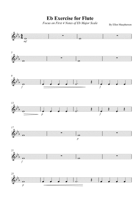 Free Sheet Music Easy Eb Study For Flute