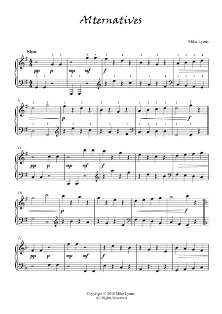 Easy Piano Alternatives Sheet Music