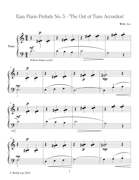 Easy Piano Prelude No 5 The Out Of Tune Accordion Sheet Music