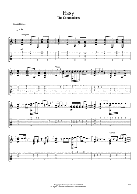 Easy Solo Fingerstyle Guitar Sheet Music