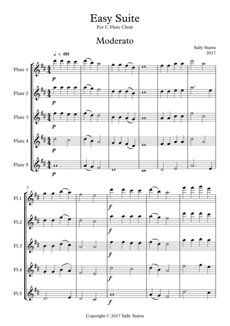 Easy Suite For C Flute Choir By Sally Starra Sheet Music