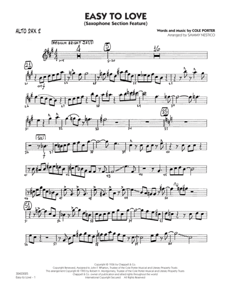 Free Sheet Music Easy To Love Arr Sammy Nestico Alto Sax 2