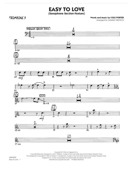 Free Sheet Music Easy To Love Arr Sammy Nestico Trombone 3