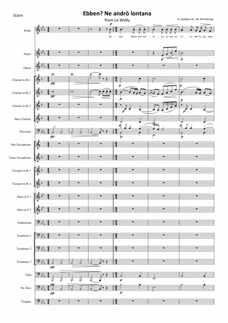 Ebben Ne Andr Lontana From La Wally Arranged For Voice And Concert Band Sheet Music