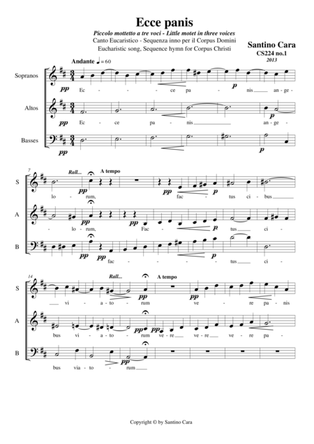 Ecce Panis Little Motet In Three Voices Sab A Cappella Sheet Music