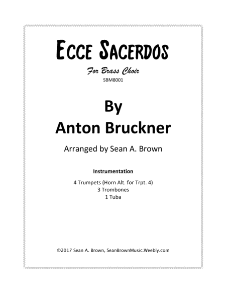 Free Sheet Music Ecce Sacerdos For Brass Choir