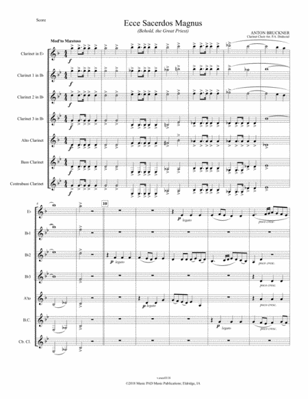 Ecce Sacerdos Magnus For Clarinet Choir Sheet Music