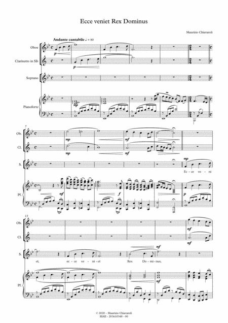 Ecce Veniet Rex Dominus With Oboe And Clarinet Version Sheet Music