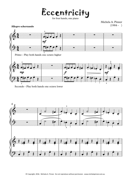 Eccentricity Duet For Four Hands 1 Piano Sheet Music