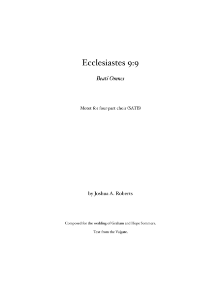 Ecclesiastes 9 9 Sheet Music